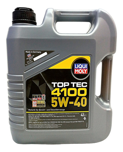 Aceite Liqui Moly 5w-40 Toptec 4100 Sintético X 4l C/inst.