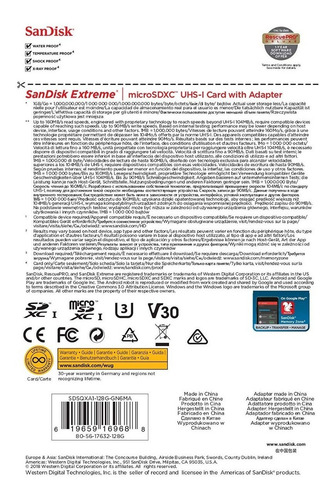 Imagem 6 de 6 de Cartão Memória Sandisk 128gb Extreme Micro Sd Xc 160 Mb/s