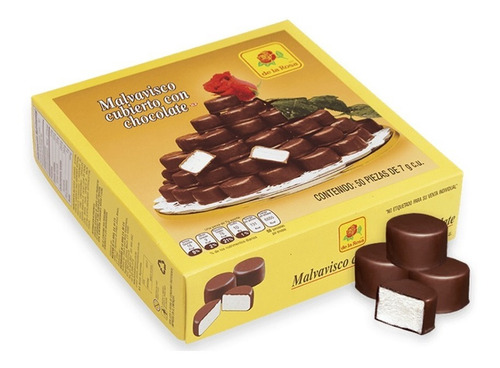 Imagen 1 de 1 de De La Rosa Malvaviscos Cubiertos Con Chocolate 50 Pzas