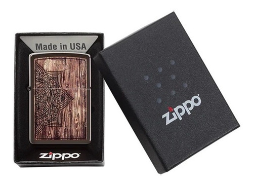 Imagen 2 de 5 de Zippo Wood Mandala Universo Binario