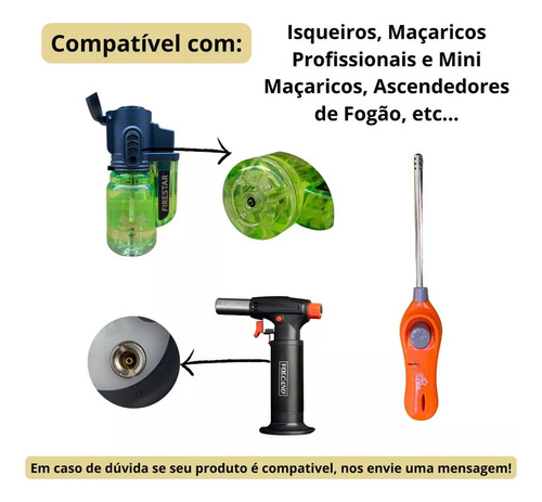Gás Butano Refil Isqueiros E Maçarico 5 Adaptadores Recarga