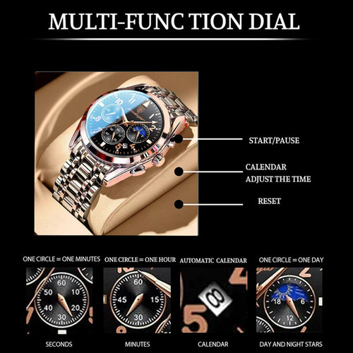 Reloj Poedagar Classic Calendar De Cuarzo Inoxidable