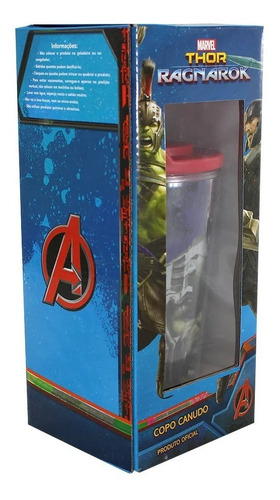 Imagem 4 de 4 de Copo Marvel Thor Ragnaeok Com Canudo Zona Criativa