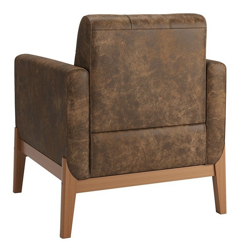 Poltrona Com Base De Madeira Brooks Nobuck Marrom