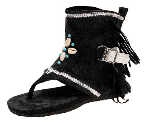 Mujeres Niñas Retro Bohemia Borla Sandalias Romano Zapatos D