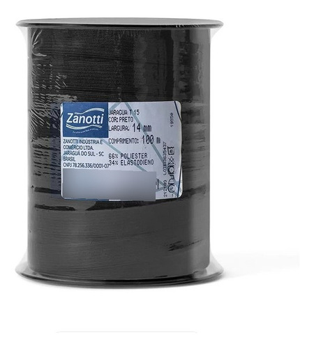 Elástico 15mm Preto Jaraguá Zanotti Rolo Com 100 Metros