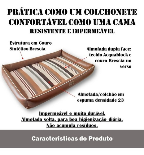 Imagem 2 de 4 de Cama Colchonete Cachorro Grande Couro Brescia70x110 Aquablok