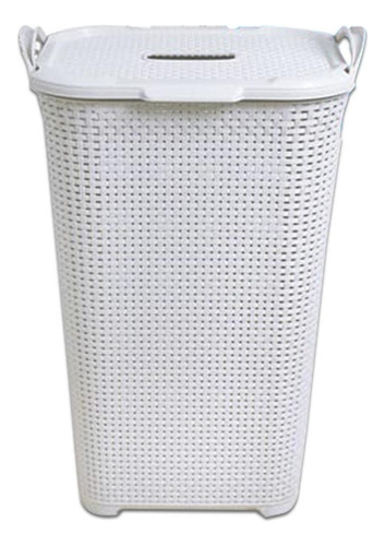 Cesto Para Roupas Roupeiro Organizador Rattan Vime 50 Litros Branco