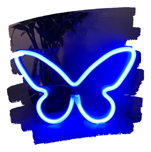 Cartel  Neon Led Mariposa Acrilico Transparente