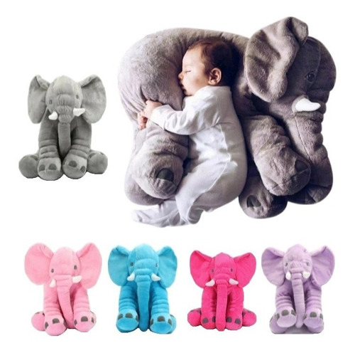 Cojin Almohada Para Bebé  Peluche 60 Cm Elefante 