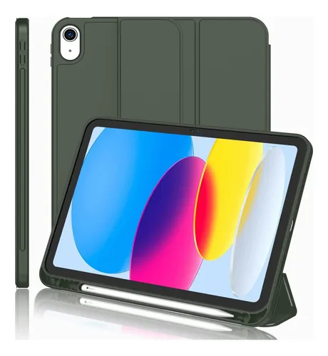 Funda Inteligente Para Ipad 10.9 Con Soporte Lápiz Y Tpu Verde Oscuro