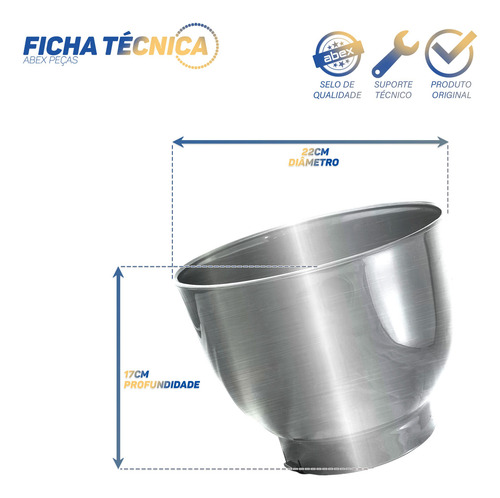 Tigela Inox Batedeira Planetaria Philco Britania Php500