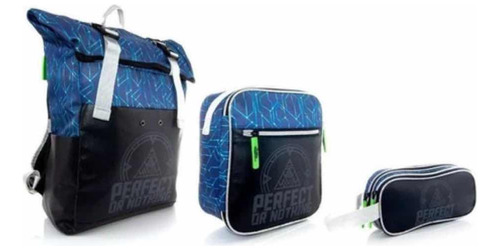 Mochila Lonchera Lapicera Los Polinesios Azul Set Original