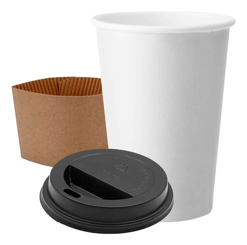 Vaso De Polipapel 16oz Con Tapa Y Collarín (480 Cc) X 100 Un