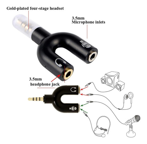 Adaptador Celular P3 Headset Fone Microfone P2 X P3 Áudio