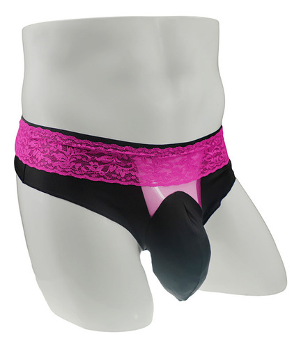 B Ropa Interior De Cintura Baja Para Hombre, Encaje De Seda