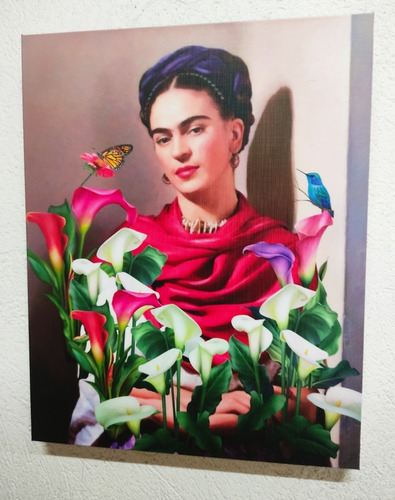 Cuadro De Frida Kahlo Con Alcatraces En Bastidor 30 X 24 Cms