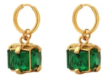 Comprar Aros Baño Oro 18k Argolla Cubo Esmeralda