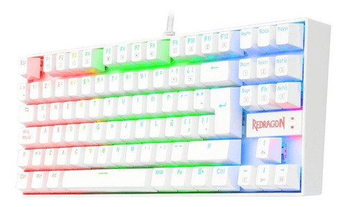 Imagen 2 de 3 de Teclado gamer Redragon Kumara K552 QWERTY Outemu Blue español latinoamérica color blanco con luz RGB