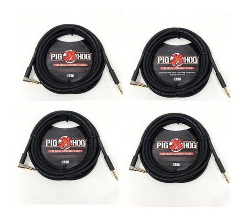 4 Cables Instrumento 5.64m Ph186r Plug Pig Hog 4pzas 