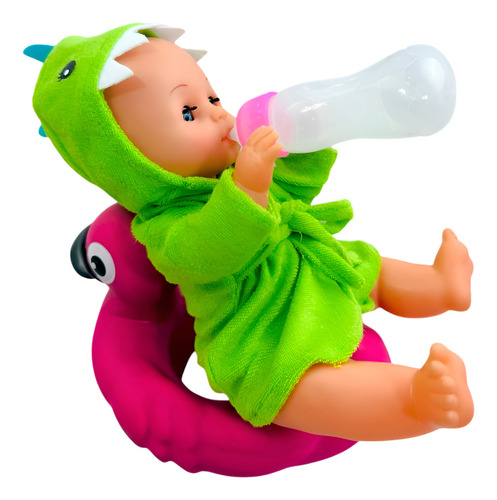 Muñeca Bebe Bata Dinosaurio Salvavidas Flotador Y Accesorios