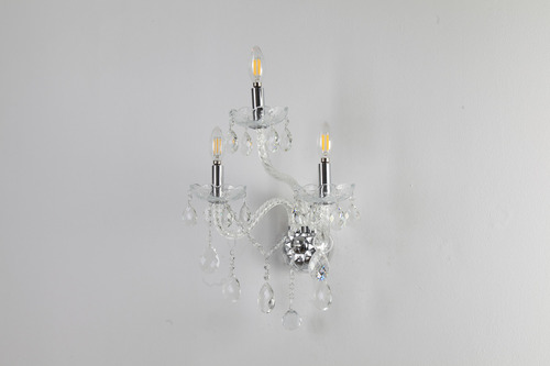 Candil De Pared Cristal Wdg3002 3 Luces D'gala Iluminación Estructura Transparente