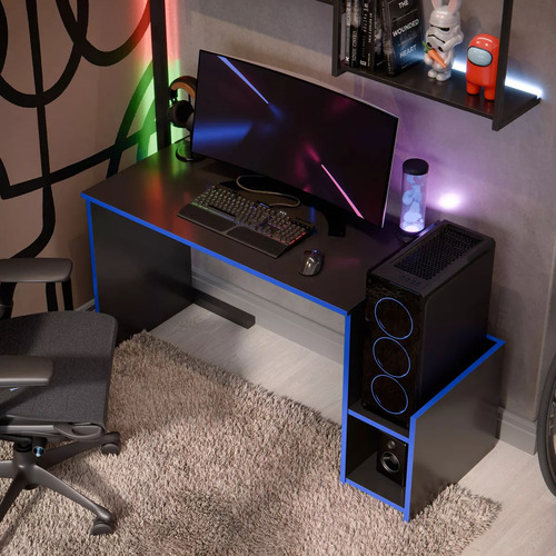 Mesa Escrivaninha Gamer Mazon Para Pc E Computador Com Espaço Para Gabinete Cor Azul