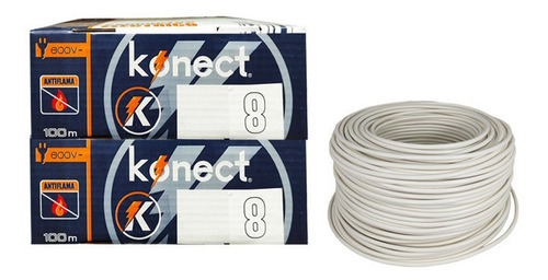 Imagen 1 de 2 de Cable Electrico Cca Konect Calibre 8 Blanco 100 Metros 2 Pzs