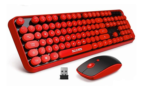 Kit de teclado e mouse gamer sem fio Sades V2020 Português Brasil de cor vermelho