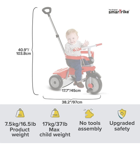 Smartrike Zoom - Triciclo Para Niños De 1 A 3 Años, 3 En 1 P
