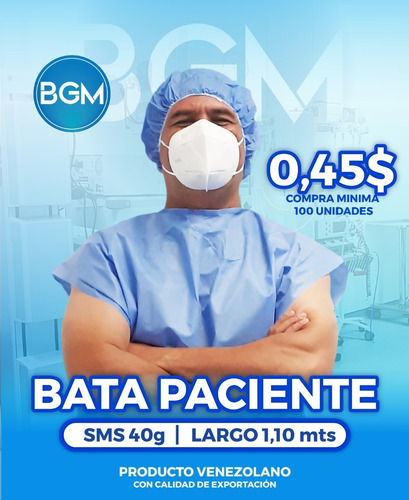 Bata De Paciente Descartable 40 Gramos Sms Bgm Medical