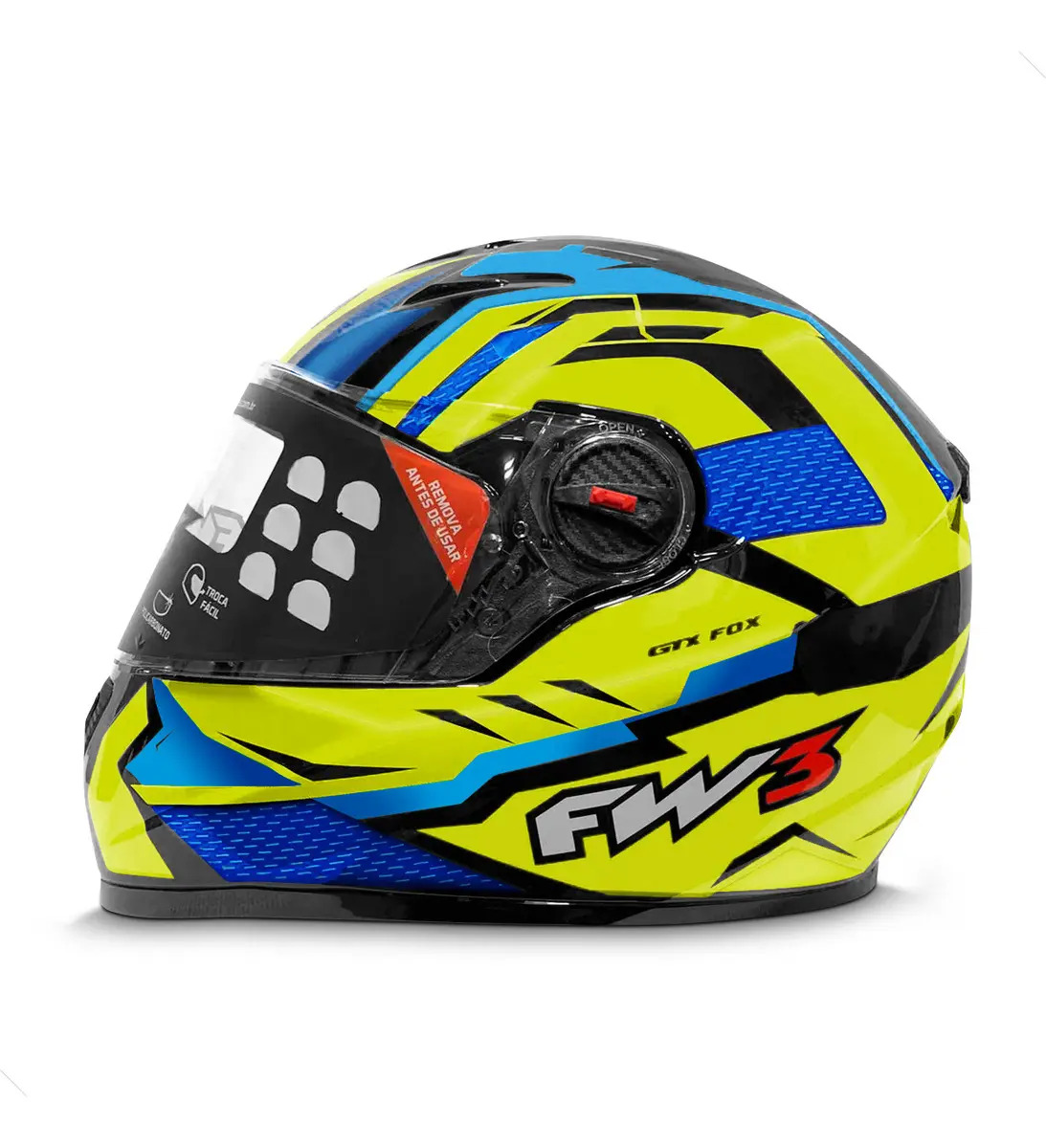 Capacete para moto integral FW3 GTX Fox amarelo brilhante tamanho 56