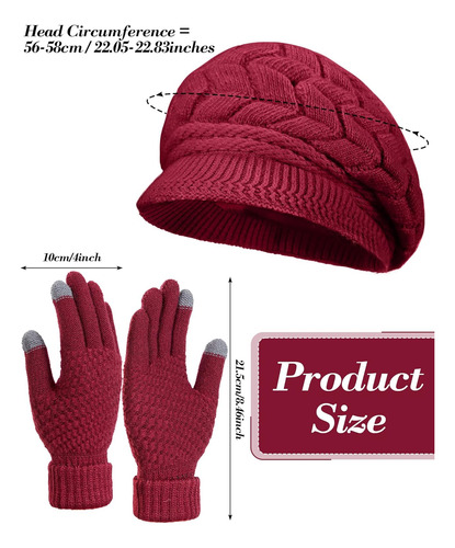 Gorro Invierno Bufanda Guantes Tactiles Con Tejido De Punto