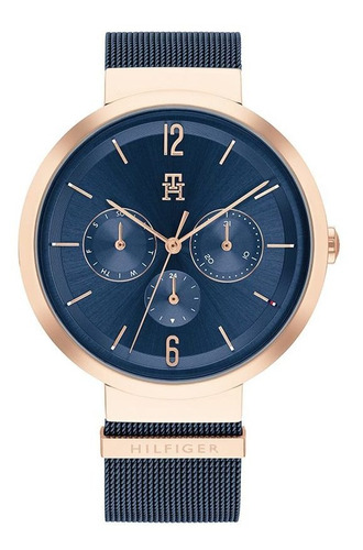 Reloj Tommy Hilfiger Para Mujer De Acero Azul 1782541 Color del bisel Dorado