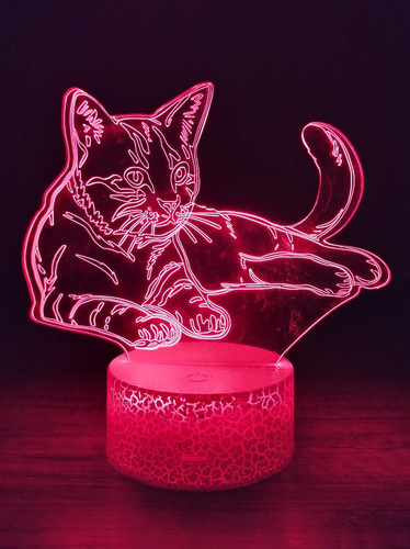 Lámpara Ilusión 3d 7 Colores Led De Gato Gatito Cat