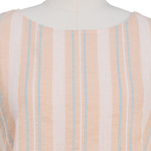 Imagen 3 de 6 de Blusa Vestir Rayas Peplum Manga Corta Fresca Primaveral.