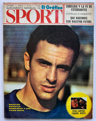 Sport N° 62 Novello Boca Juniors Poster Fangio Berta 1969