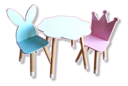 Set De Mesa Nube Infantil + 2 Sillas Didáctico Montessori