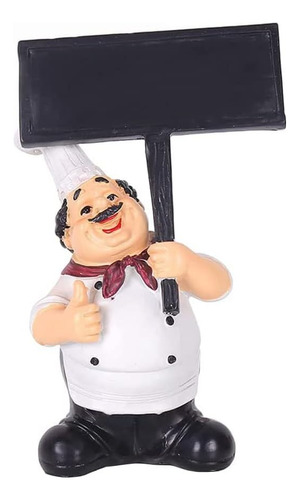 Estatua Chef Resina Pizarra Negra Escritura Cocina Francés C