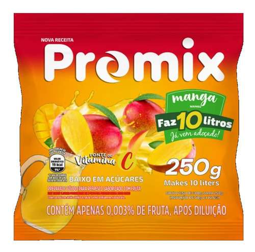 Refresco Em Pó Promix Sabor Manga 250g  Faz 10 Litros