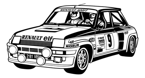 Vinilo Adhesivo Decorativo Renault 5 Turbo Rally 110x59cms