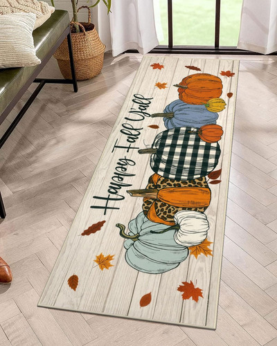 Alfombra De Pasillo De Otoño De 2x6ft Calabazas Felice...