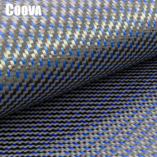 Tela Fibra De Carbono Azul Tejido Jacquard