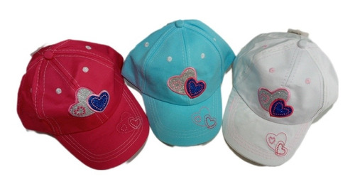 Gorra Infantil Visera Curva - Aplique Corazones - Art. 1738