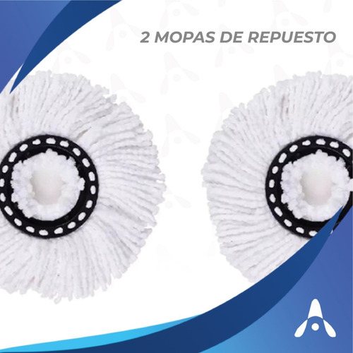 Imagen 5 de 6 de Balde Centrífugo Trapeador Escurridor 12l + Mopa De Repuesto