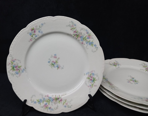 Manyantiques Juego De 4 Platos Playos Porcelana Limoges