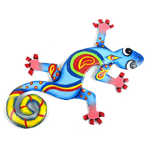 8 Gecko Pintado, Arte De Pared De Metal Haitiano Recicl...
