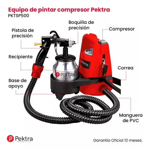 Equipo Pistola Pintar Compresor Pektra Pksp500 Latex Aire