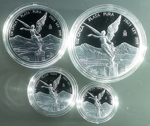 Set 4 Pzas Onzas Libertad 2023 Plata Puraproof De 1/2 A 1/20