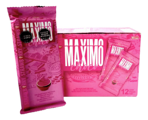 Tableta De Chocolate Con Fresa Maximo Elvan X12unds